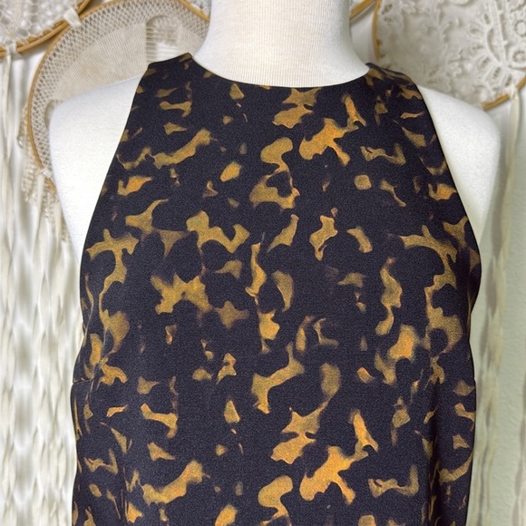 Theory Shift Dress in Brown Multi Tortoiseshell Printed Crepe Dress Size 8 - Picture 11 of 14
